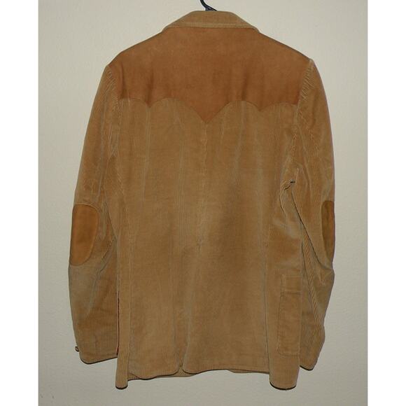 Brad Whitney Men’s 44L Western Suit Jacket Tan Corduroy Suede Yoke Blazer - Picture 3 of 3